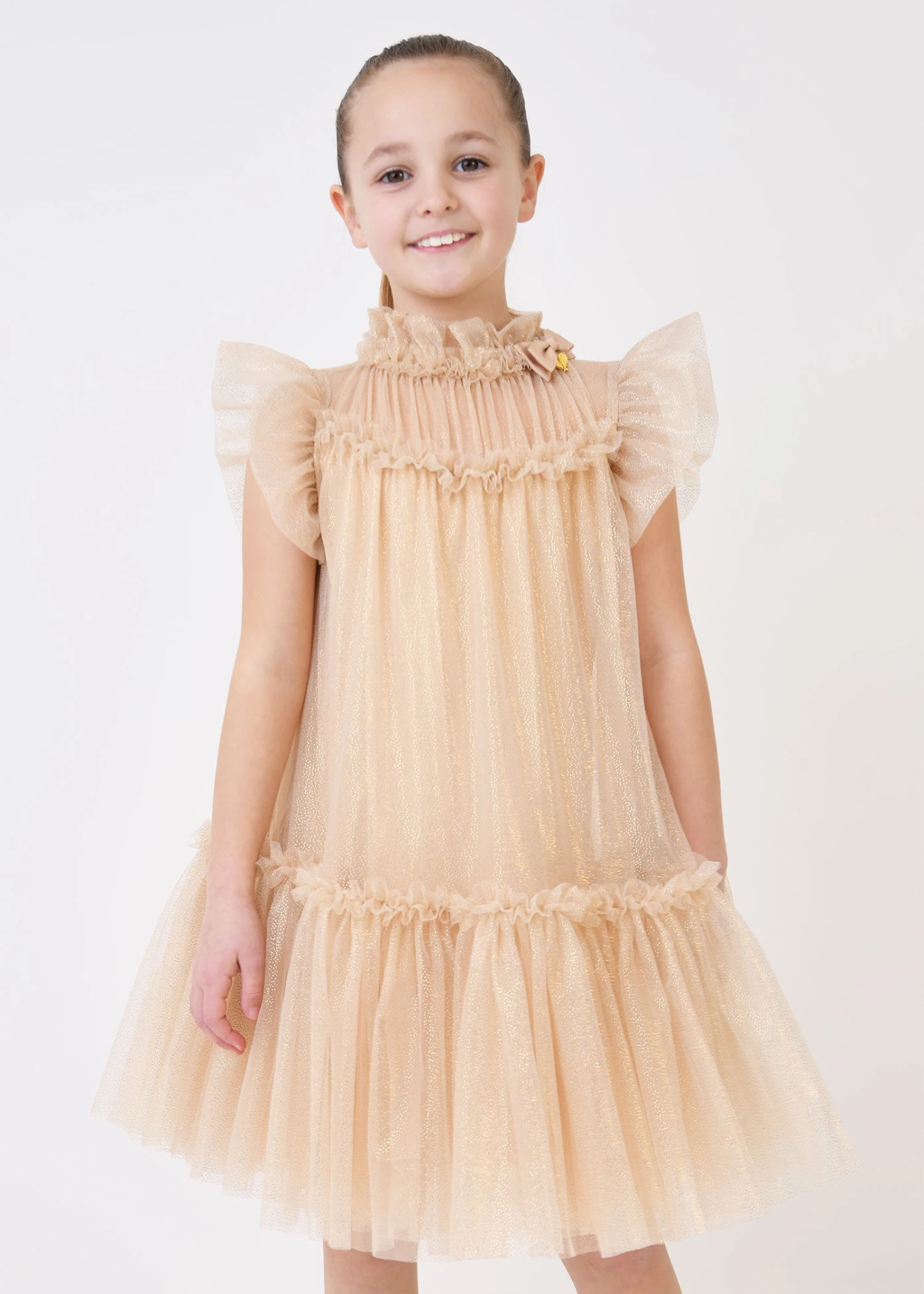 Marigold Ruffle Dress Gold Sparkle 3 Marigold Ruffle Dress Gold Sparkle - Image 3