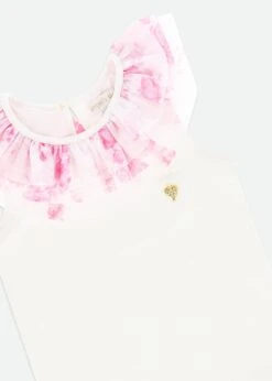 Marlene Roses Ruffle Top Snowdrop/Pink -Angels-Face Shop Marlene Top Snowdrop Detail