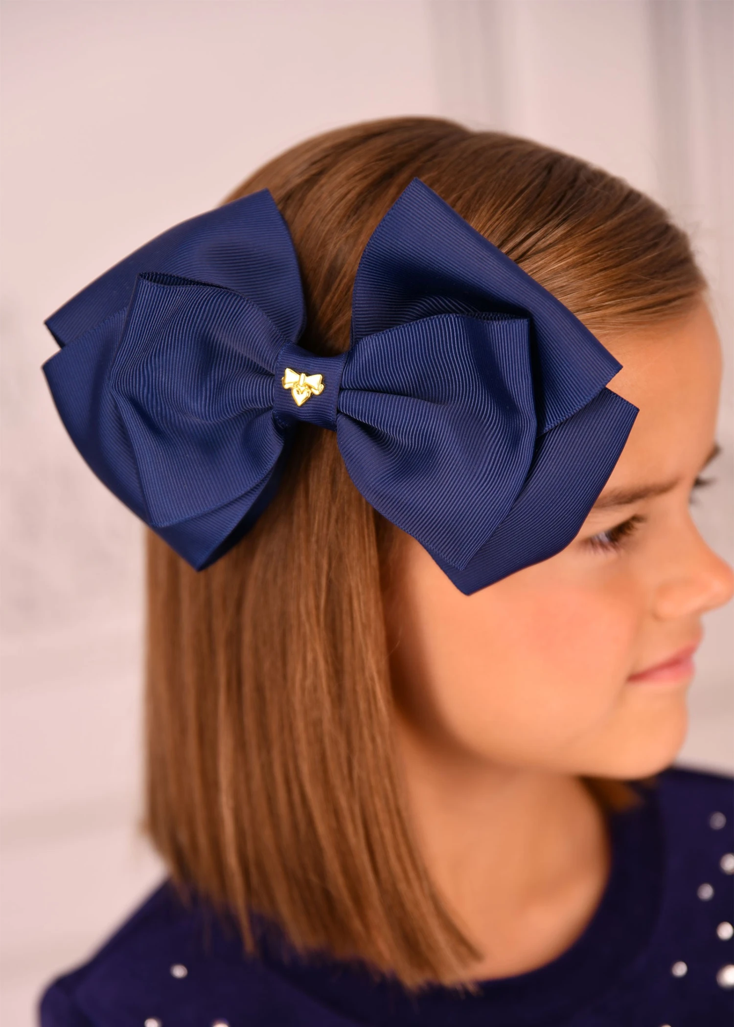Mega Hair Bow Navy 2 Mega Hair Bow Navy - Image 2