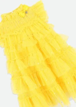 Mitzi Sparkle Tiered Dress Dandelion -Angels-Face Shop Mitzi Dress Yellow Detail