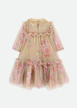 Myrtisa Flower Tulle Dress Sand -Angels-Face Shop Myrtisa Dress Sand Back