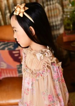 Myrtisa Flower Tulle Dress Sand -Angels-Face Shop Myrtisa Dress Sand Lifestyle 1