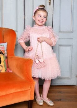 Myrtle Flock Hearts Tulle Dress Blush Pink -Angels-Face Shop Myrtle Dress Blush Pink Lifestyle 1