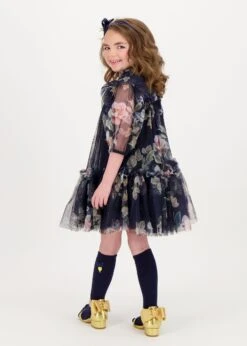 Myrtle Flower Tulle Dress Navy -Angels-Face Shop Myrtle Dress Navy Lifestyle 2