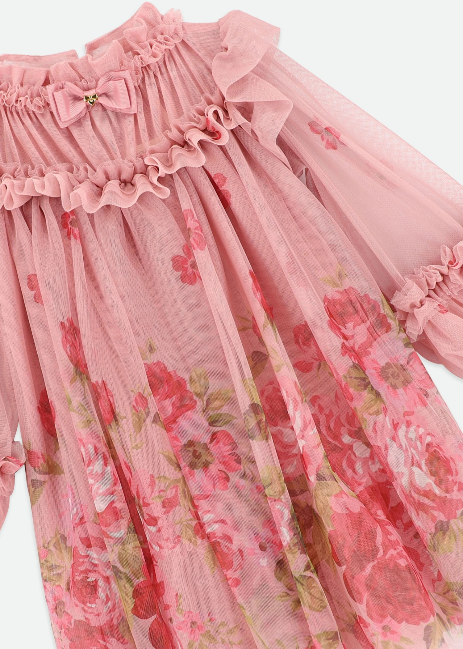 Nadiya Border Print Tulle Dress Tea Rose 5 Nadiya Border Print Tulle Dress Tea Rose - Image 5