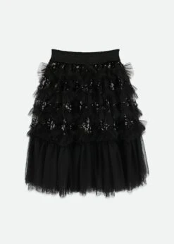 Nadine Long Sequin Skirt Black 5 Nadine Long Sequin Skirt Black -Angels-Face Shop Nadine Skirt Black Back
