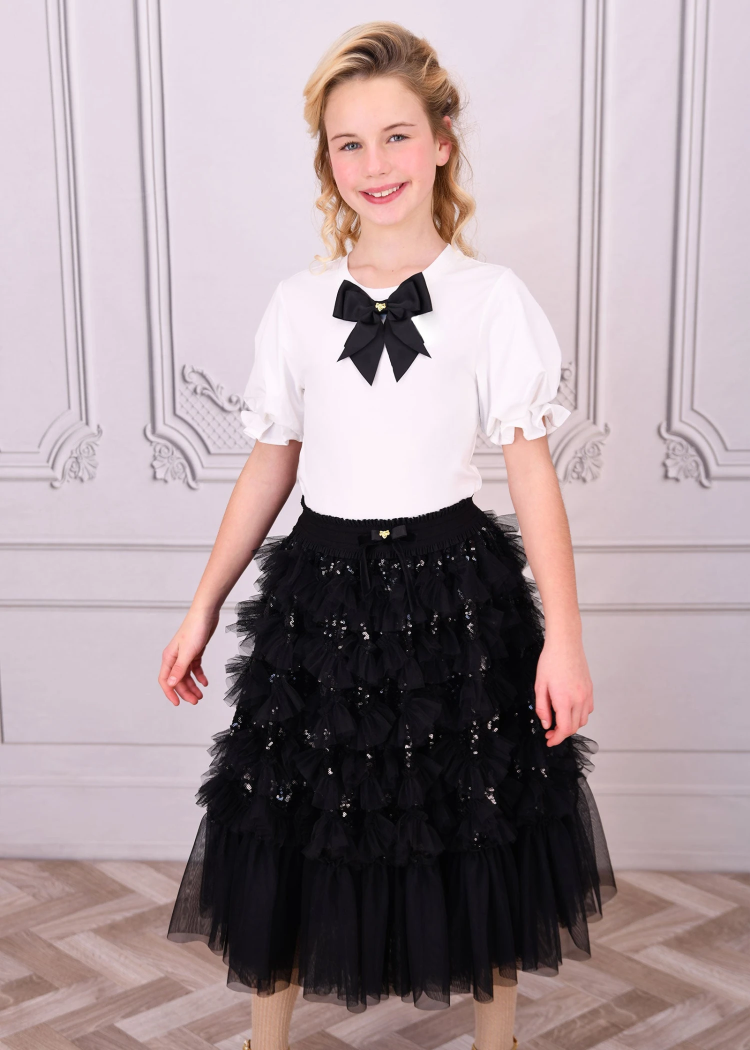 Nadine Long Sequin Skirt Black 2 Nadine Long Sequin Skirt Black - Image 2