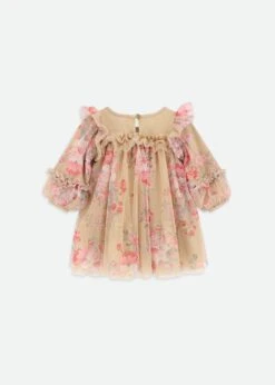 Nadiya Baby Flower Tulle Dress Sand -Angels-Face Shop Nadiya Baby Dress Sand Back
