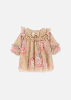 Nadiya Baby Flower Tulle Dress Sand