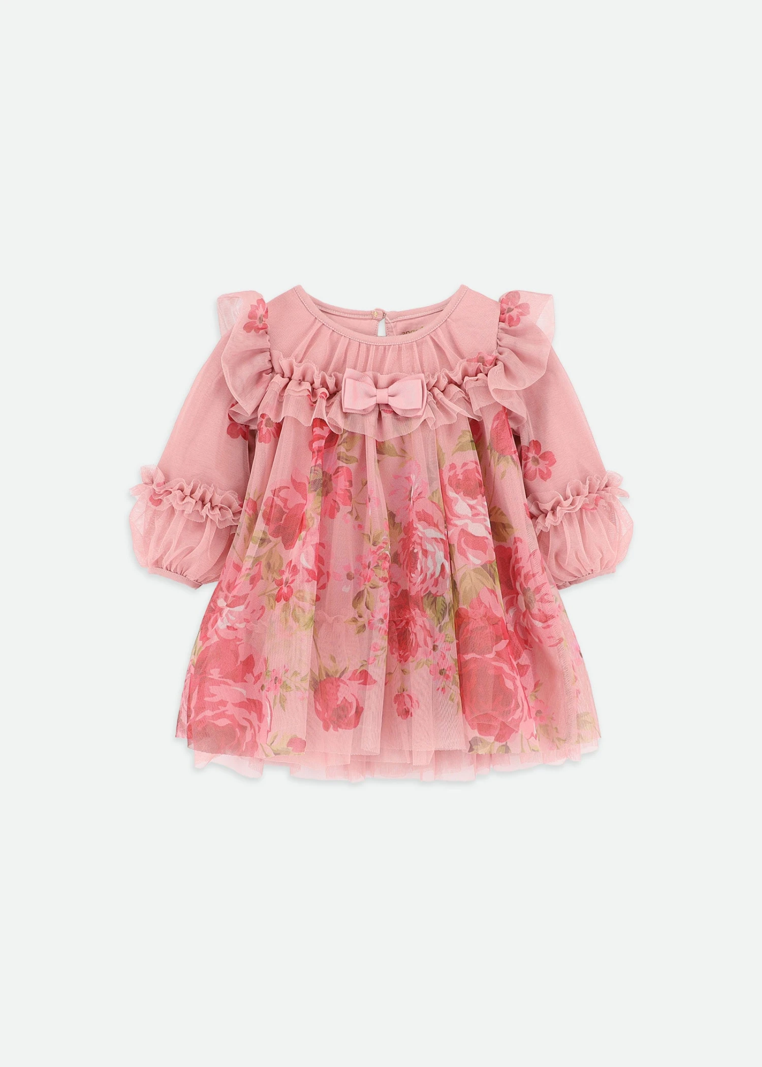 Nadiya Baby Boarder Print Dress Tea Rose 1 Nadiya Baby Boarder Print Dress Tea Rose