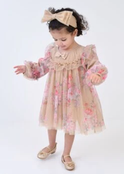 Nadiya Baby Flower Tulle Dress Sand -Angels-Face Shop Nadiya Baby Dress Sand Lifestyle 2
