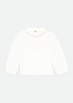 Nell Pleated Collar Top Snowdrop