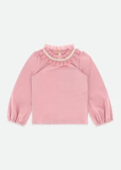 Nell Pleated Collar Top Tea Rose