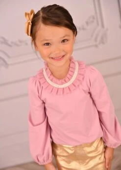 Nell Pleated Collar Top Tea Rose -Angels-Face Shop Nell Top Tea.Rose Lifestyle