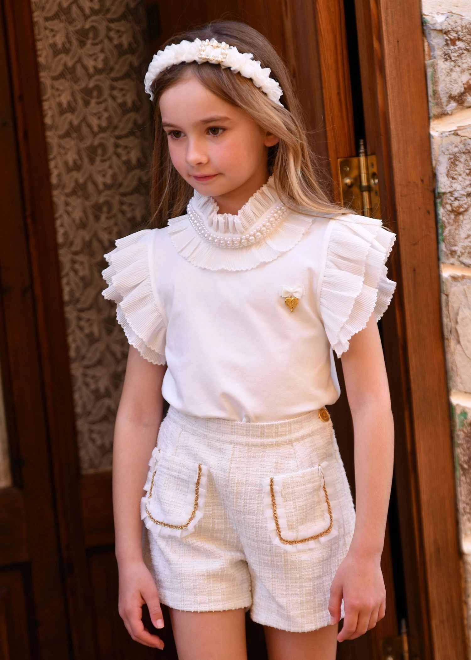 Nessa Tweed Shorts Snowdrop 3 Nessa Tweed Shorts Snowdrop - Image 3