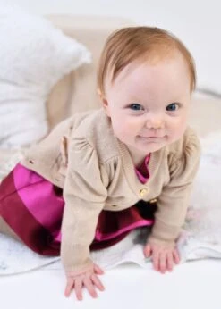 Nicolette Metallic Baby Cardigan Sand 6 Nicolette Metallic Baby Cardigan Sand -Angels-Face Shop Nicolette Baby Cardigan Sand Lifestyle