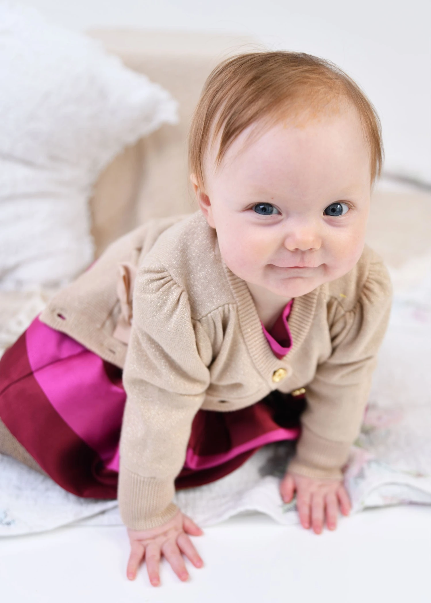 Nicolette Metallic Baby Cardigan Sand 3 Nicolette Metallic Baby Cardigan Sand - Image 3