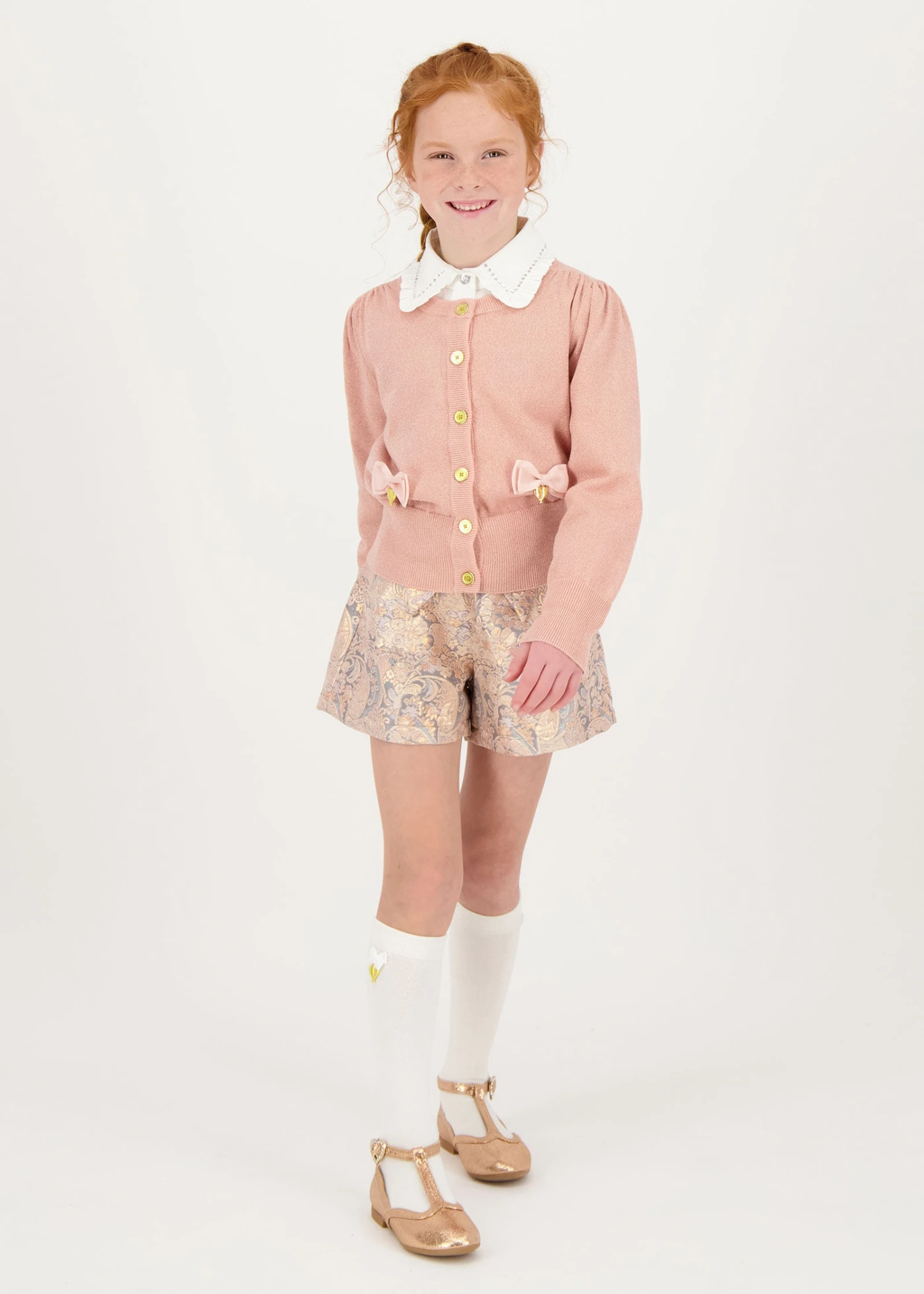 Nicolette Metallic Cardigan Blush 2 Nicolette Metallic Cardigan Blush - Image 2