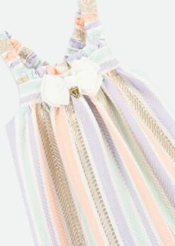 Ocean Stripe Jacquard Dress Gold Multi -Angels-Face Shop Ocean Dress Gold Detail