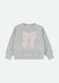 Paula Sweat With Heart Tulle Bow Grey