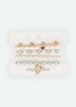 Star Bracelet Set Blue -Angels-Face Shop Pearl Bracelet Blue Card