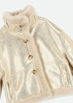 Petra Metallic Fur Jacket Gold -Angels-Face Shop Petra Coat Gold Detail