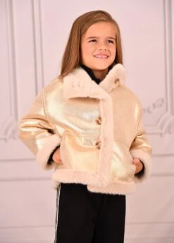 Petra Metallic Fur Jacket Gold -Angels-Face Shop Petra Jacket Gold Lifestyle