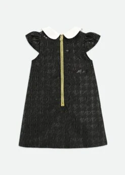 Petula Contrast Collar Jacquard Dress Black -Angels-Face Shop Petula Dress Black Back