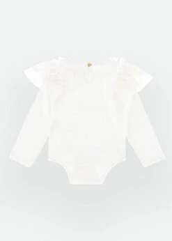 Primrose Lace Trim Babygrow Snowdrop -Angels-Face Shop Primrose Babygrow Snowdrop Back