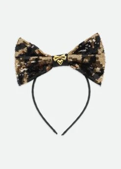 Queenie Houndstooth Sequin Aliceband Black/Gold