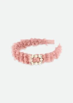 Rae Ruffle Aliceband Tea Rose -Angels-Face Shop Rae Headband Tearose Side