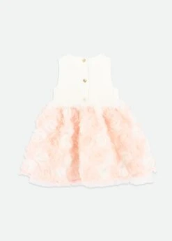 ReeRee 3D Roses Baby Dress Snowdrop/Pink -Angels-Face Shop Reeree BabyDress SnowdropPink Back