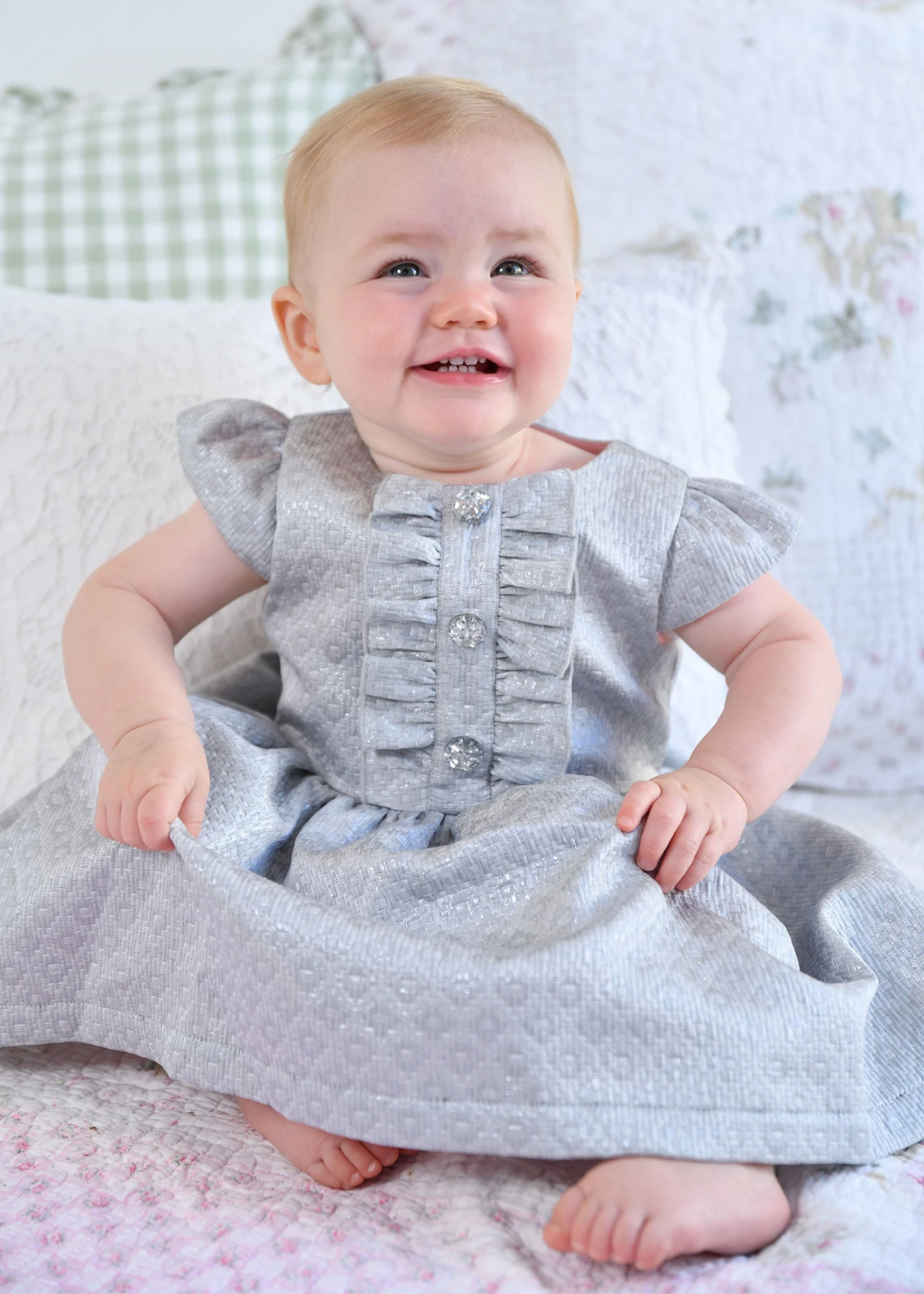 Rhiannon Baby Jacquard Dress Platinum 2 Rhiannon Baby Jacquard Dress Platinum - Image 2
