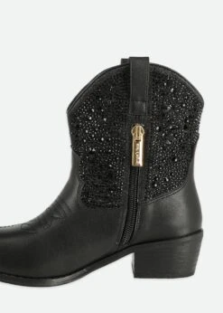 Rio Crystal Cowboy Boot Black -Angels-Face Shop Rio Boots Black Back