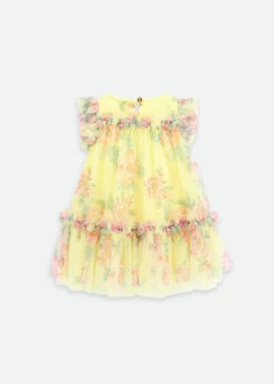 Rosebud Flower Tulle Baby Dress Sherbert Yellow -Angels-Face Shop Rosebud Baby Dress Sherbet Back