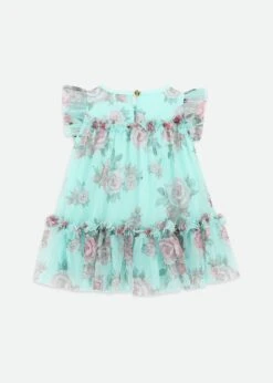Rosebud Roses Baby Dress Aqua -Angels-Face Shop Rosebud BabyDress Aqua Back