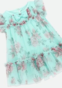 Rosebud Roses Baby Dress Aqua -Angels-Face Shop Rosebud BabyDress Aqua Detail