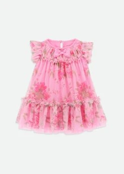 Rosebud Flower Baby Dress Begonia Pink