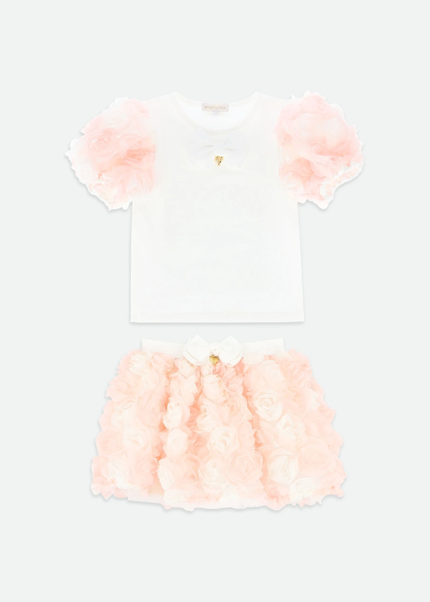 Roses Top And Skirt Set Snowdrop/Pink 1 Roses Top And Skirt Set Snowdrop/Pink