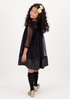 Roz Spotted Tulle Dress Black -Angels-Face Shop Roz Dress Black Lifestyle 2