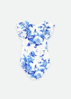 Sesimbra Blue Flower Zip Up Swimsuit Snowdrop -Angels-Face Shop Sesimbra Swim Blue Back