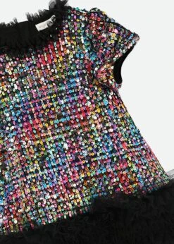 Shalini Sequin Dress Black Multi -Angels-Face Shop Shalini Dress Multi Detail