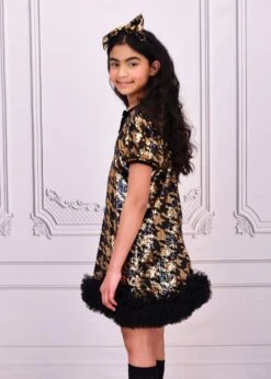 Shalini Houndstooth Sequin Dress Black/Gold 8 Shalini Houndstooth Sequin Dress Black/Gold -Angels-Face Shop Shalini Dress Black Gold Lifestyle 1