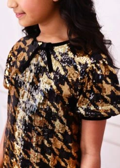 Shalini Houndstooth Sequin Dress Black/Gold 9 Shalini Houndstooth Sequin Dress Black/Gold -Angels-Face Shop Shalini Dress Black Gold Lifestyle 2