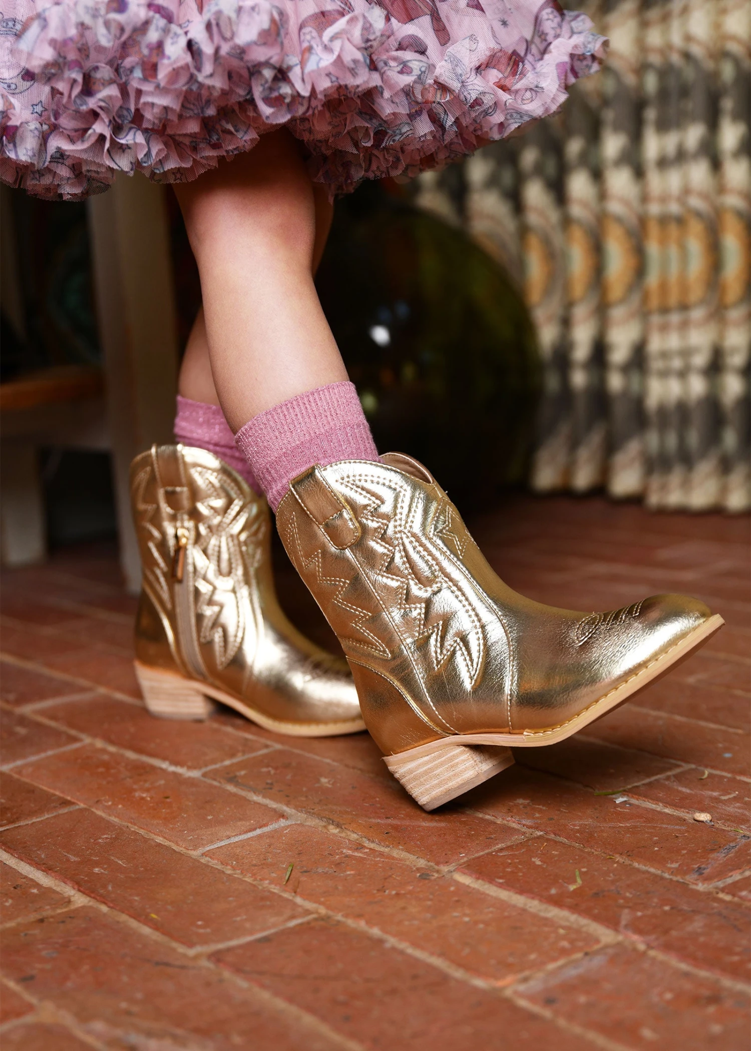 Soraya Metallic Cowboy Boot Gold 2 Soraya Metallic Cowboy Boot Gold - Image 2