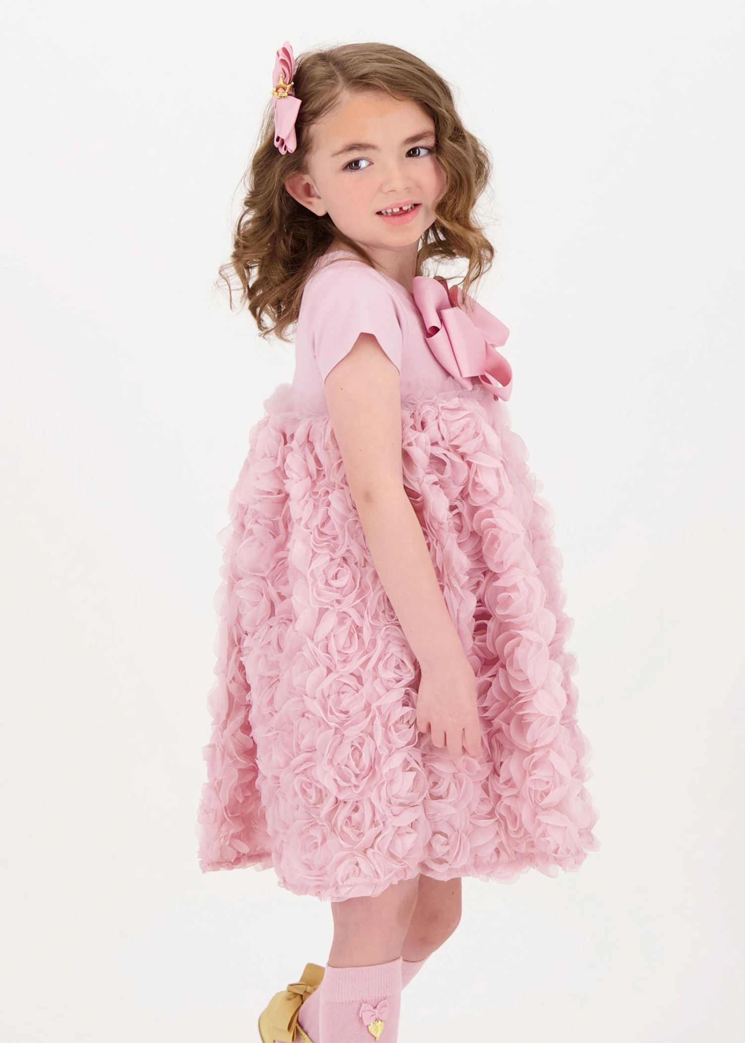 Talia 3D Roses Dress Tea Rose 3 Talia 3D Roses Dress Tea Rose - Image 3