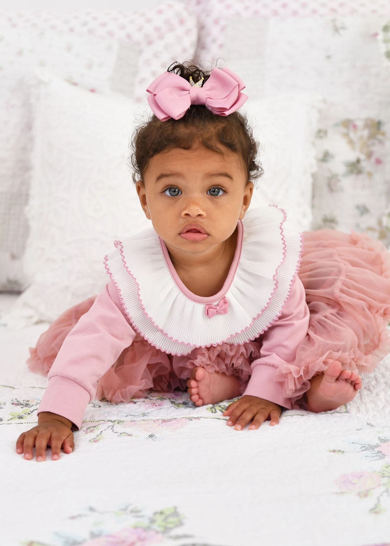 Tara Pleated Collar Babygrow Tea Rose 3 Tara Pleated Collar Babygrow Tea Rose - Image 3