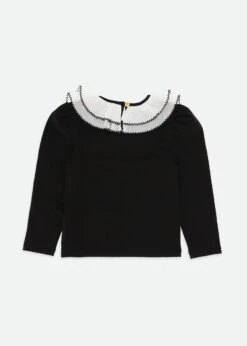 Thelma Pleated Collar Top Black -Angels-Face Shop Thelma Top Black Back