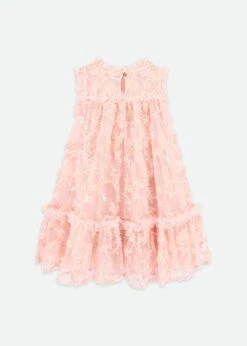 Tilly Sequin Flower Tulle Dress Pale Pink 13 Tilly Sequin Flower Tulle Dress Pale Pink -Angels-Face Shop Tilly Dress Pink Back