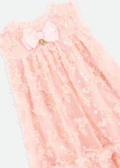 Tilly Sequin Flower Tulle Dress Pale Pink 12 Tilly Sequin Flower Tulle Dress Pale Pink -Angels-Face Shop Tilly Dress Pink Detail